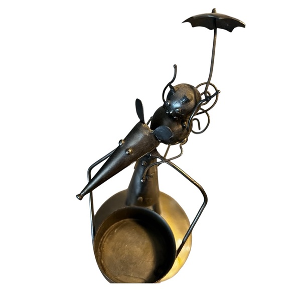 Tin Metal Abstract Comical Mouse Mice Votive Tea Light Candle Holder - Picture 4 of 9